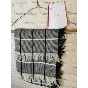 Large Black/White Winter Scarf/Throw 44x44 Fringes